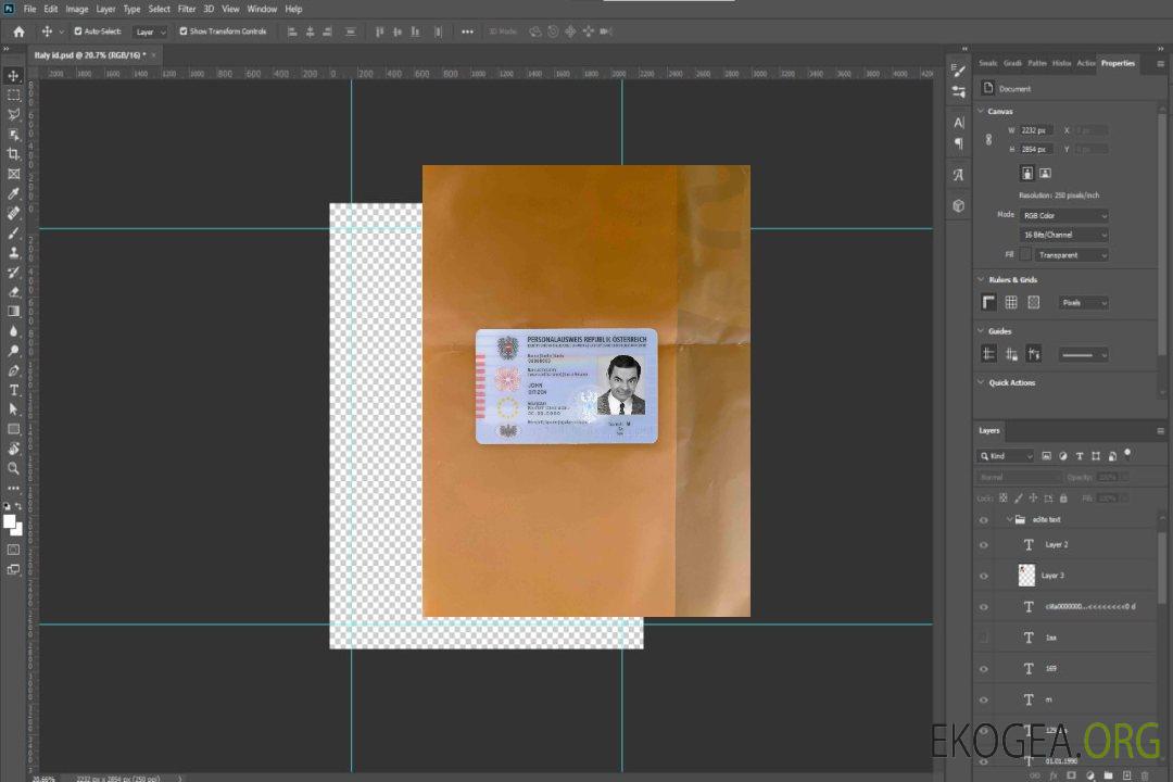 Autriche ID photolook AVANT template